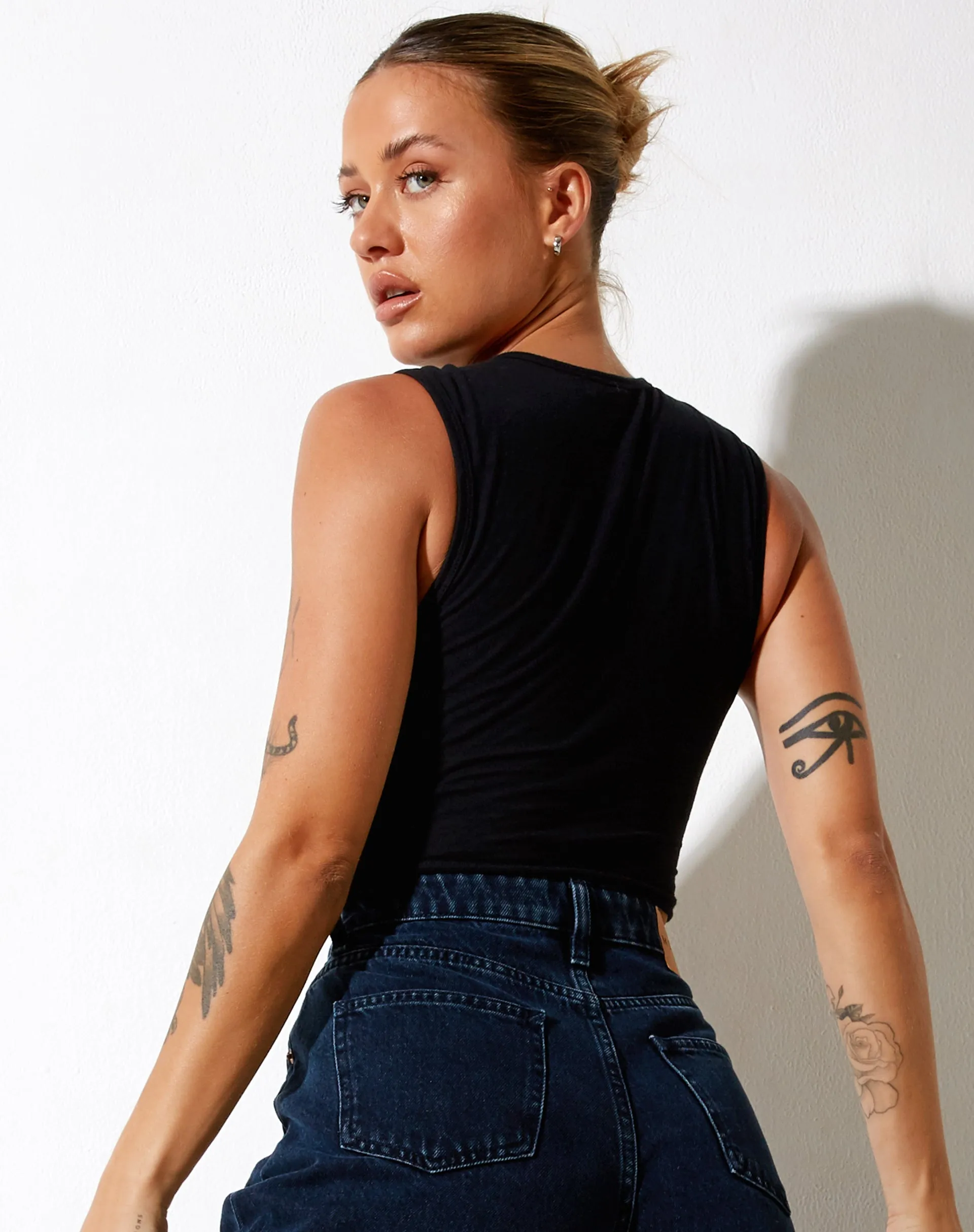 Gimon Crop Top in Black Get Real sold by Motel Rocks product image thumbnail 3