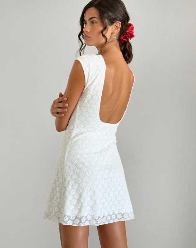 Ambu Mini Dress in Floral Lace Ivory sold by Motel Rocks