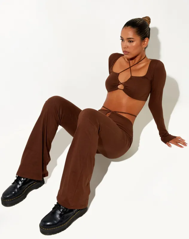 Rana Crop Top in Lycra Cocoa sold by Motel Rocks