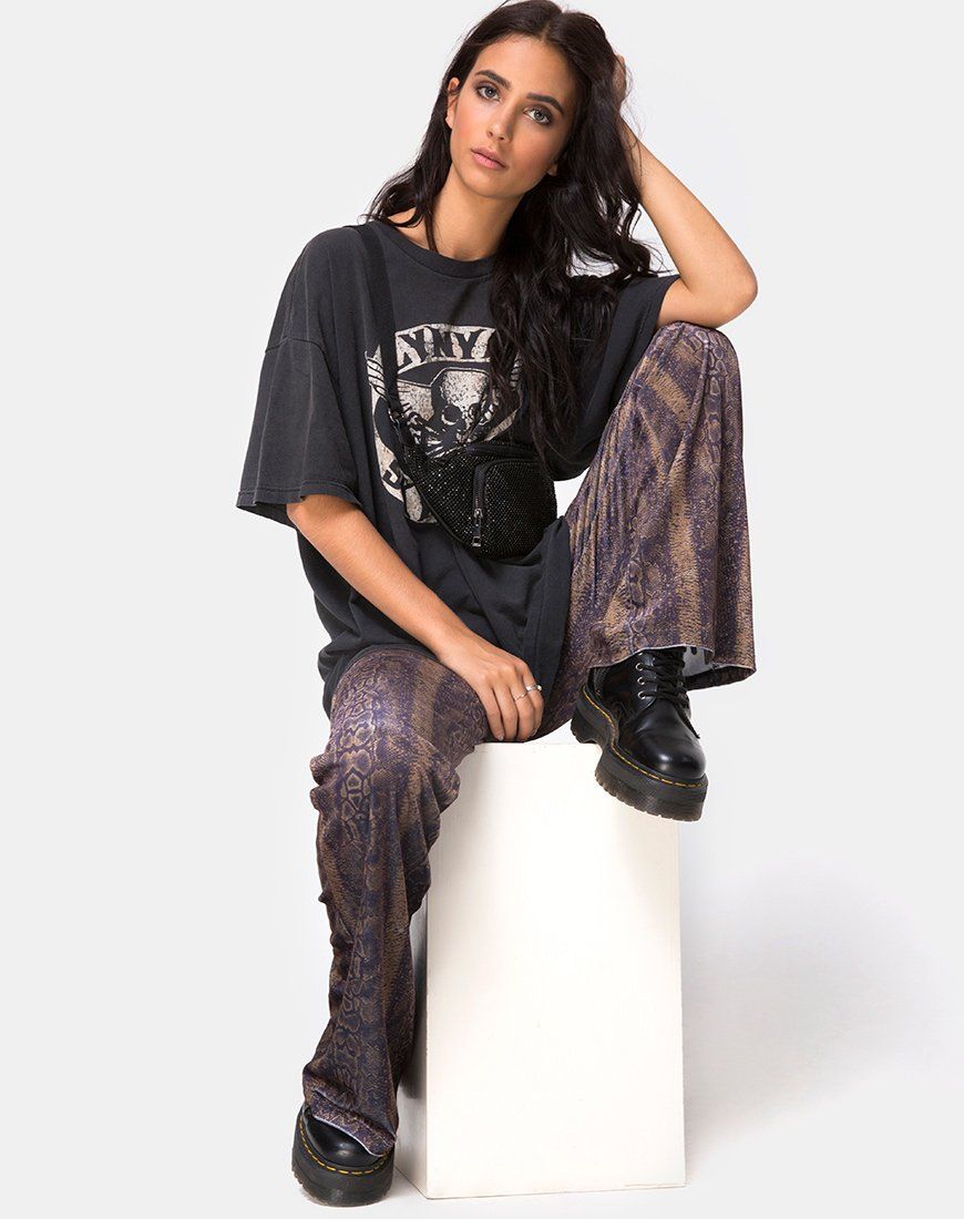 Herlom Flare Trouser in Velvet Brown Snake sold by Motel Rocks product image thumbnail 5