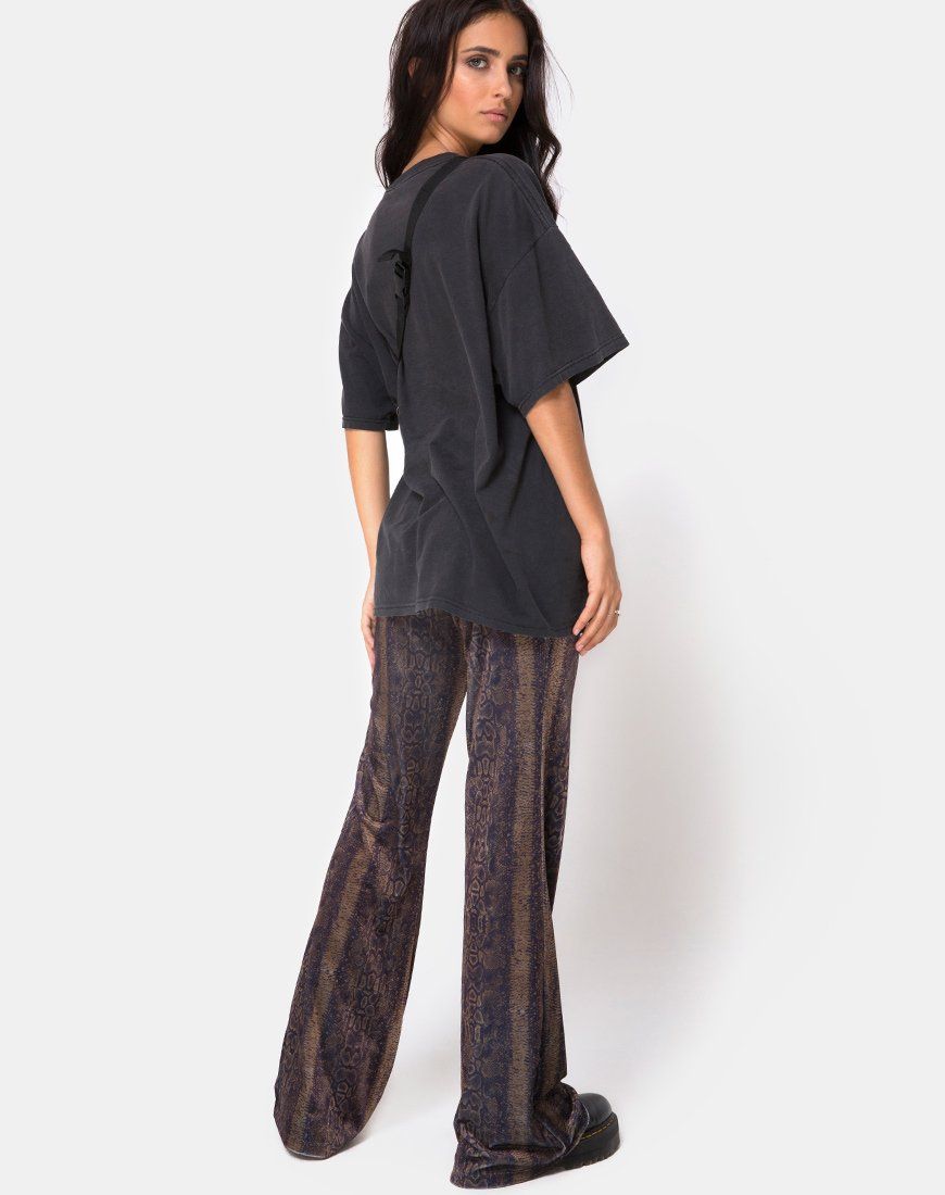 Herlom Flare Trouser in Velvet Brown Snake sold by Motel Rocks product image thumbnail 3