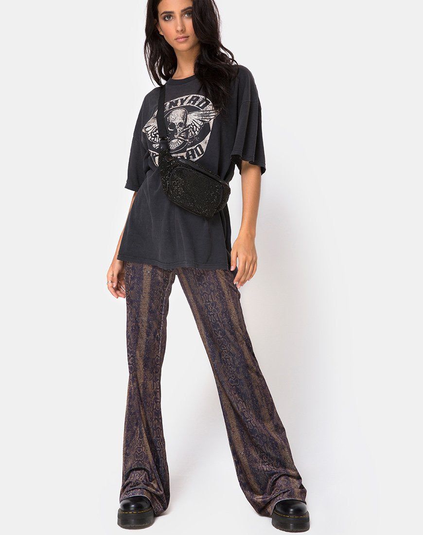 Herlom Flare Trouser in Velvet Brown Snake sold by Motel Rocks product image thumbnail 4
