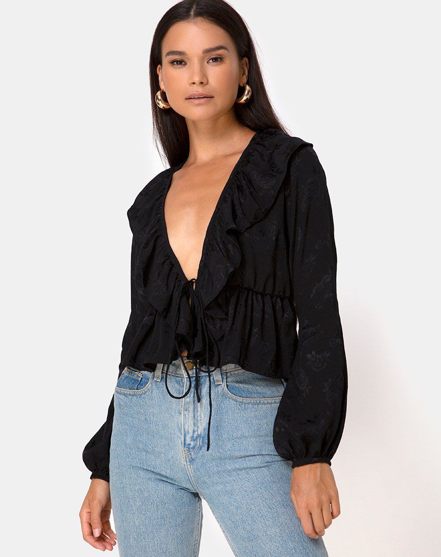 Diar Top in Satin Rose Black sold by Motel Rocks