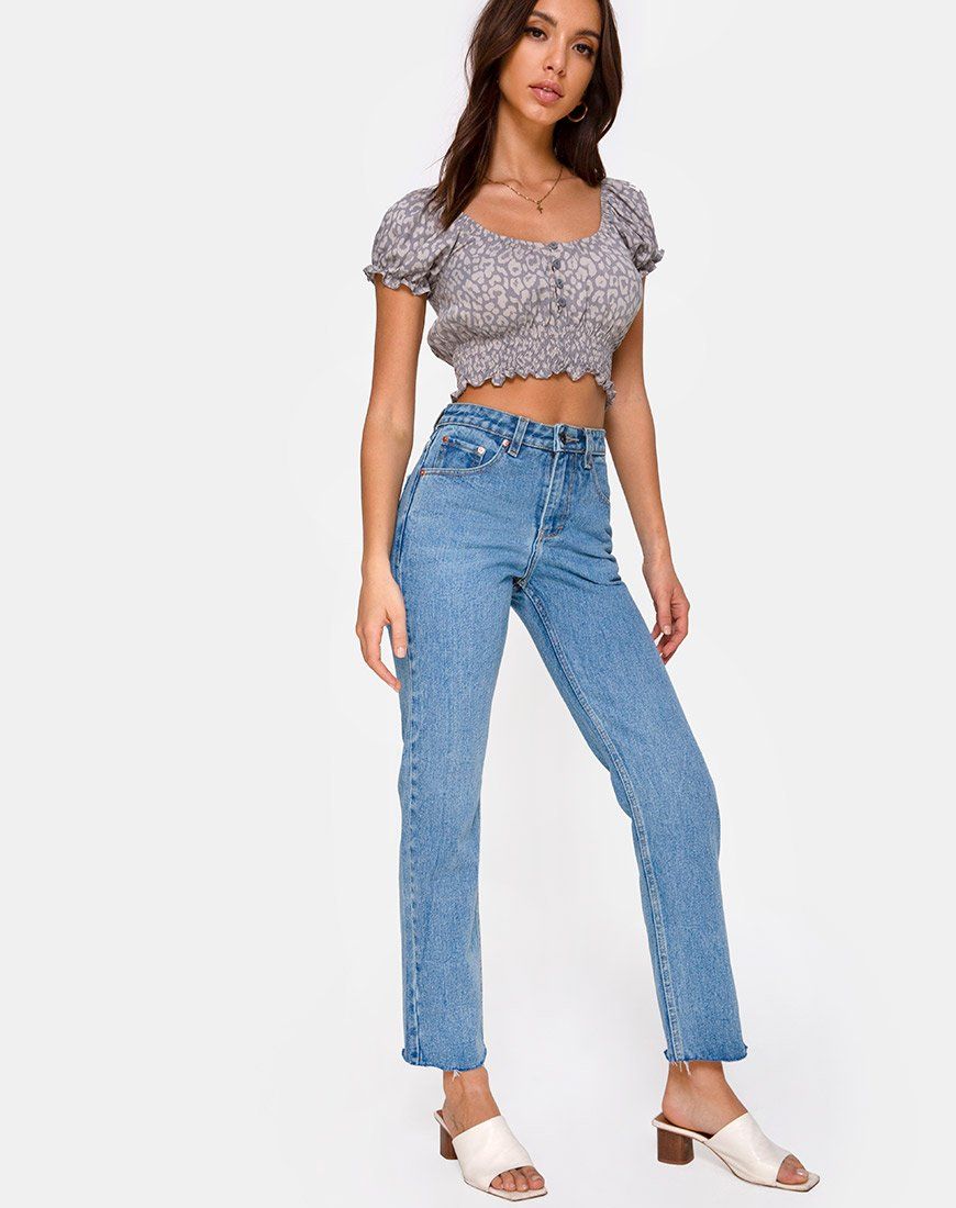 Lanfy Top in Leopard Daze Grey sold by Motel Rocks product image thumbnail 3