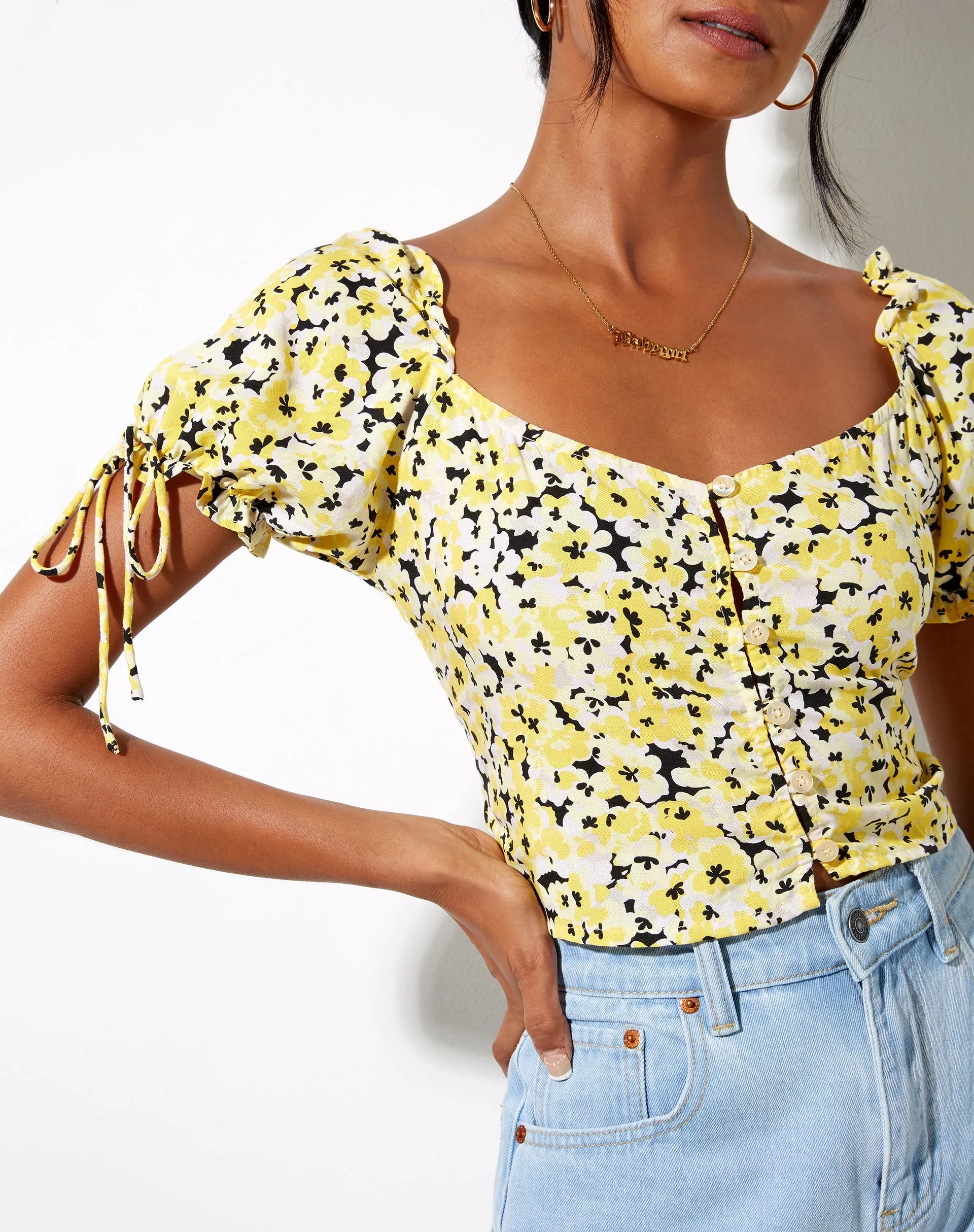 Flaba Crop Top in Sunflower Pop Yellow sold by Motel Rocks product image thumbnail 3
