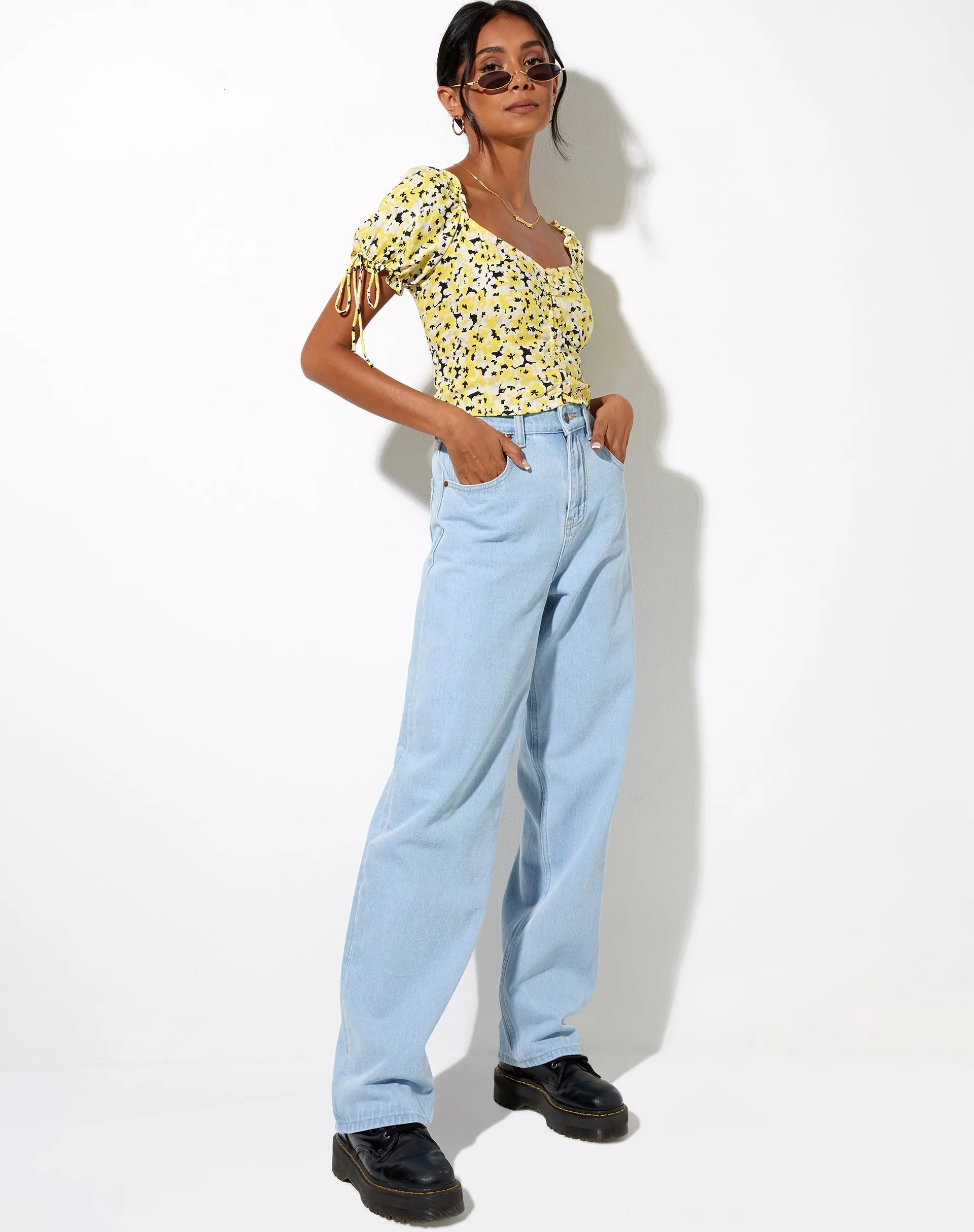 Flaba Crop Top in Sunflower Pop Yellow sold by Motel Rocks product image thumbnail 4