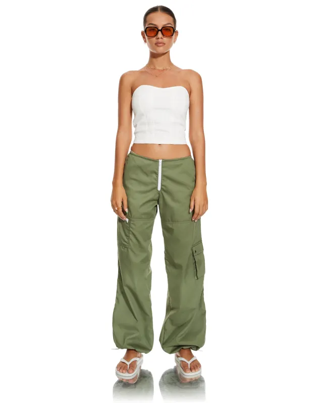 MOTEL X BARBARA Xander Cargo Trouser in Cotton Drill Olive made by Motel Rocks