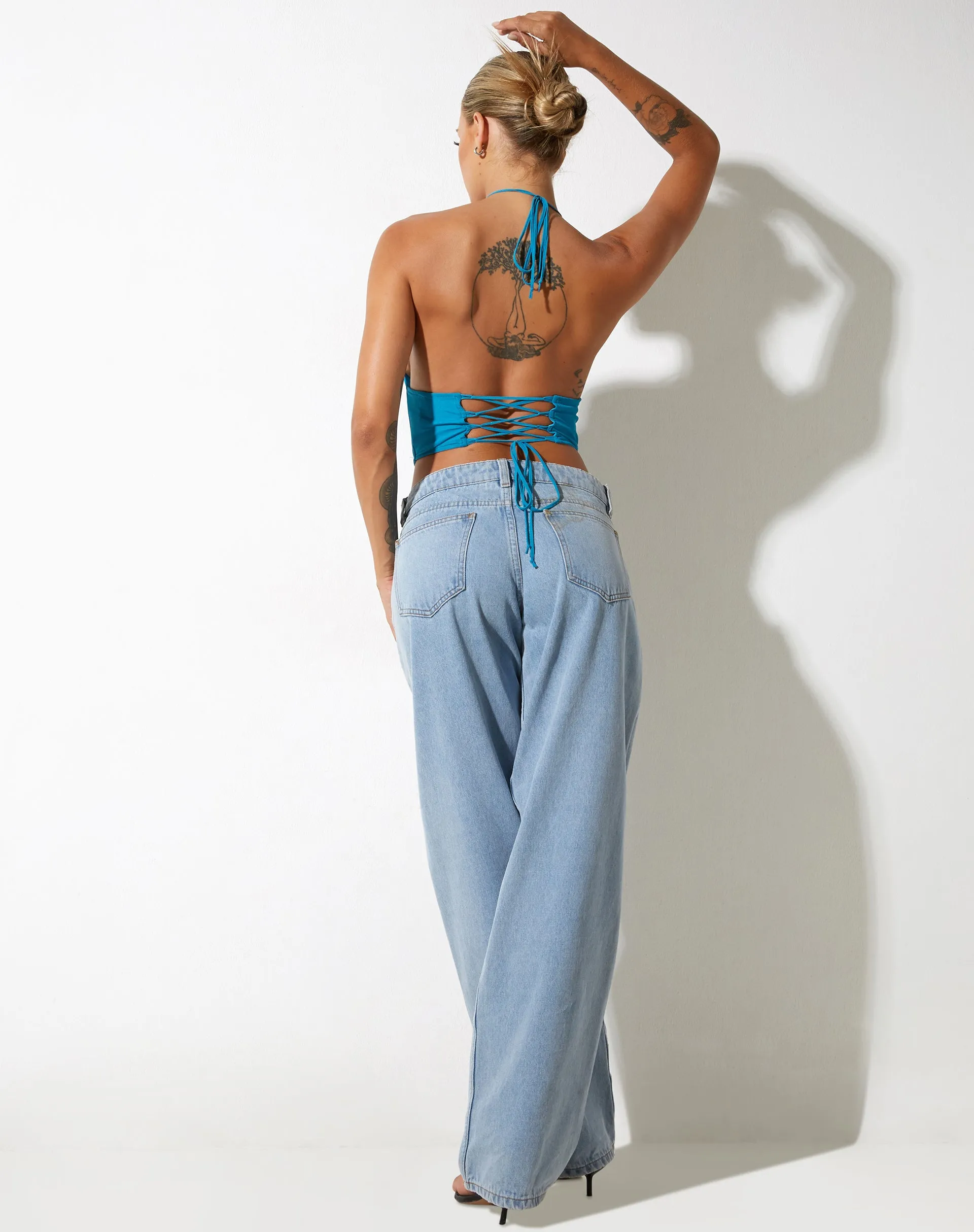 Salet Crop Top in Mesh Turquoise sold by Motel Rocks product image thumbnail 5