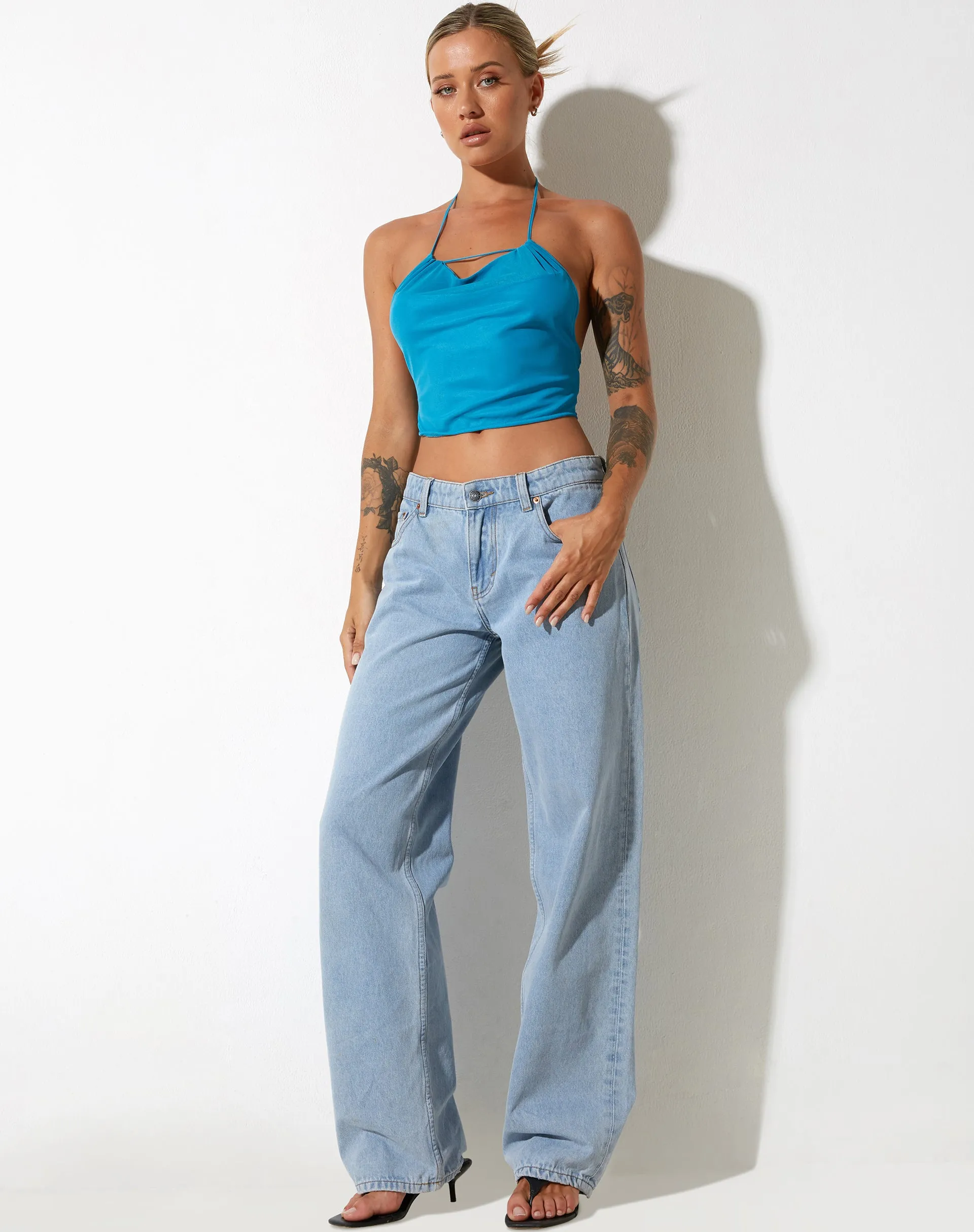 Salet Crop Top in Mesh Turquoise sold by Motel Rocks product image thumbnail 3