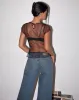 Amrita Unlined Top in Dobby Mesh Black sold by Motel Rocks