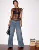 Amrita Unlined Top in Dobby Mesh Black sold by Motel Rocks