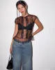 Amrita Unlined Top in Dobby Mesh Black sold by Motel Rocks