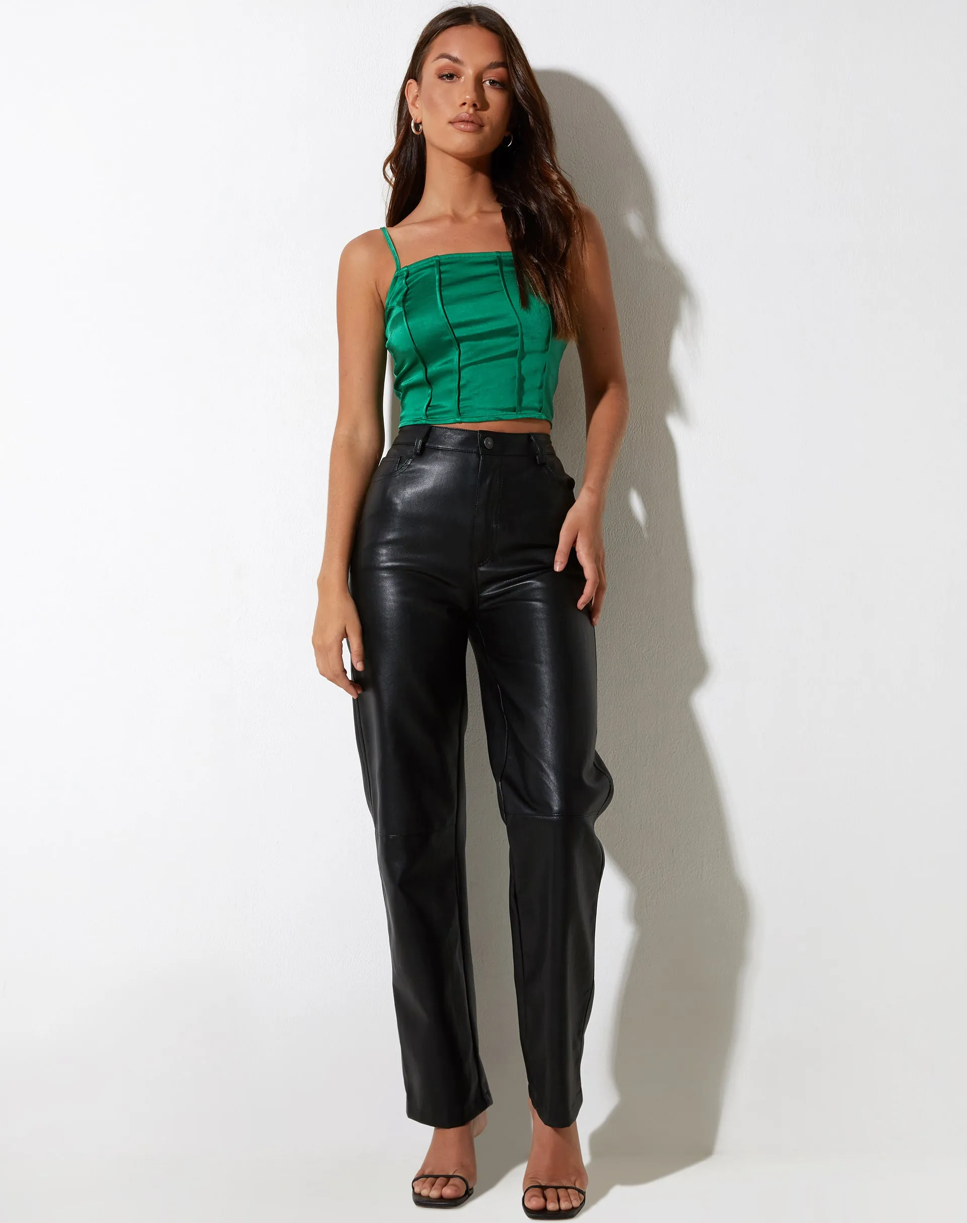 Cosey Top in Satin Kelly Green sold by Motel Rocks product image thumbnail 3