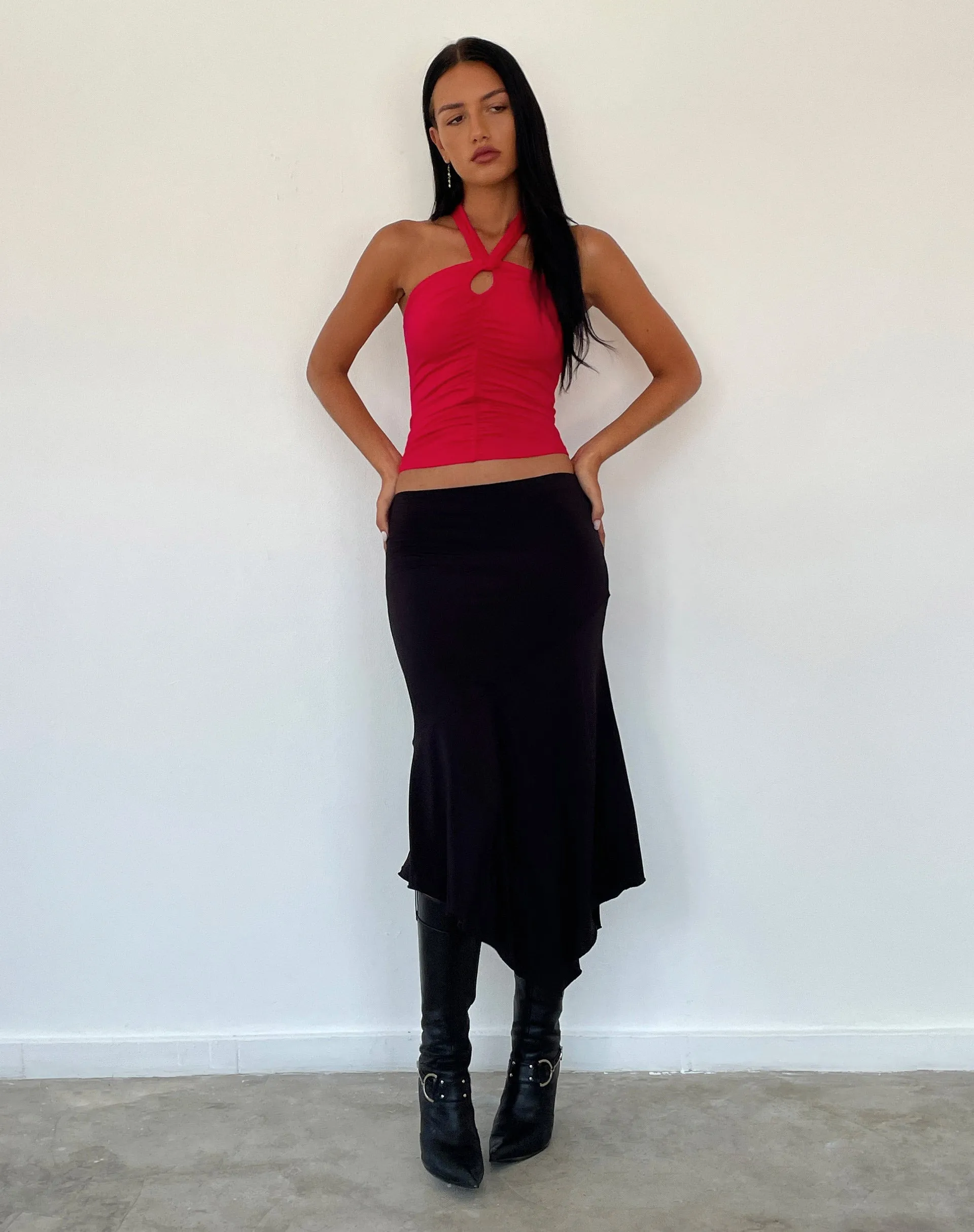 Audrey Halterneck Top in Red Soft Slinky sold by Motel Rocks product image thumbnail 4