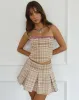 Alula Mini Skirt in Cream Pastel Check sold by Motel Rocks