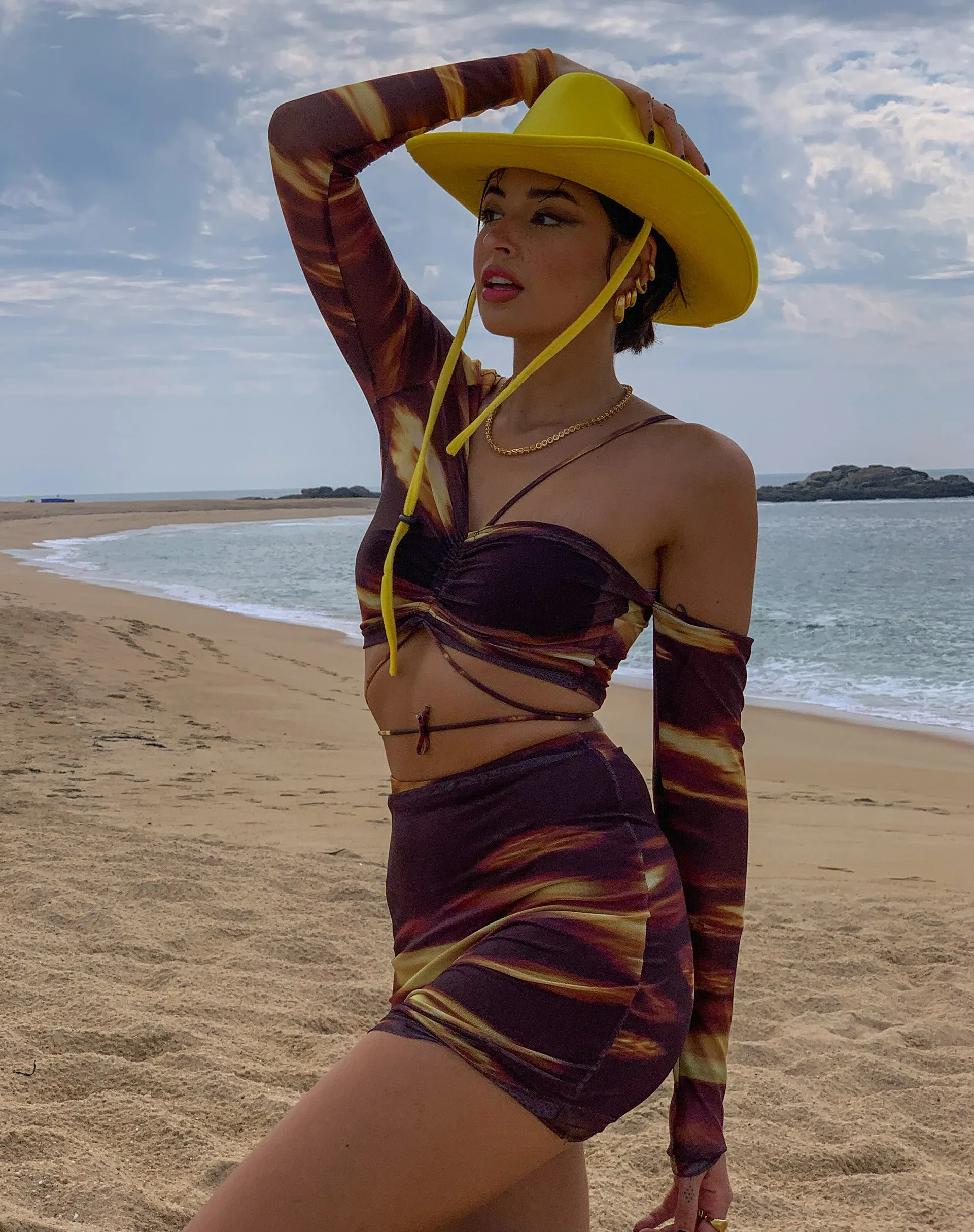 Tapi Crop Top in Bleach Drip sold by Motel Rocks product image thumbnail 3