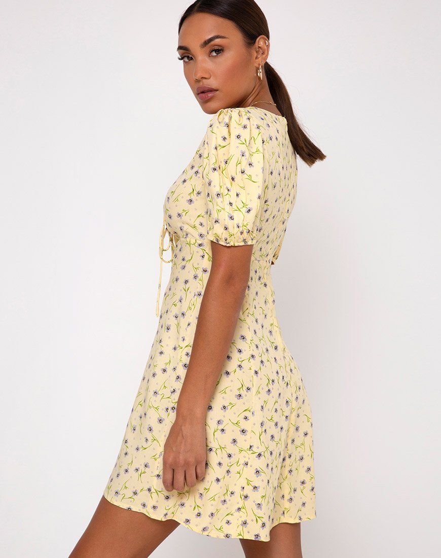 Carie Dress in Wild Flower Lemon Drop sold by Motel Rocks product image thumbnail 2