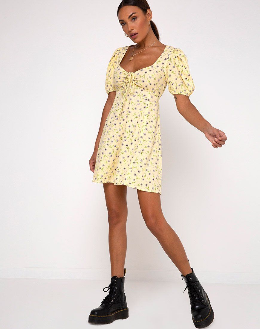 Carie Dress in Wild Flower Lemon Drop sold by Motel Rocks product image thumbnail 5