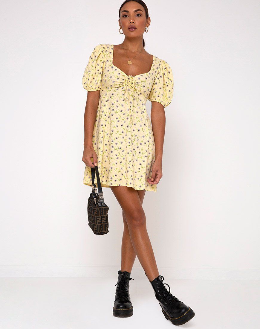 Carie Dress in Wild Flower Lemon Drop sold by Motel Rocks product image thumbnail 3