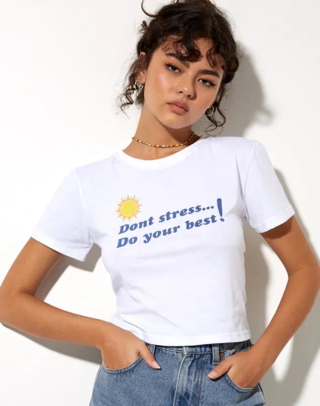 Shrunk Tee in White Don't Stress Do Your Best sold by Motel Rocks