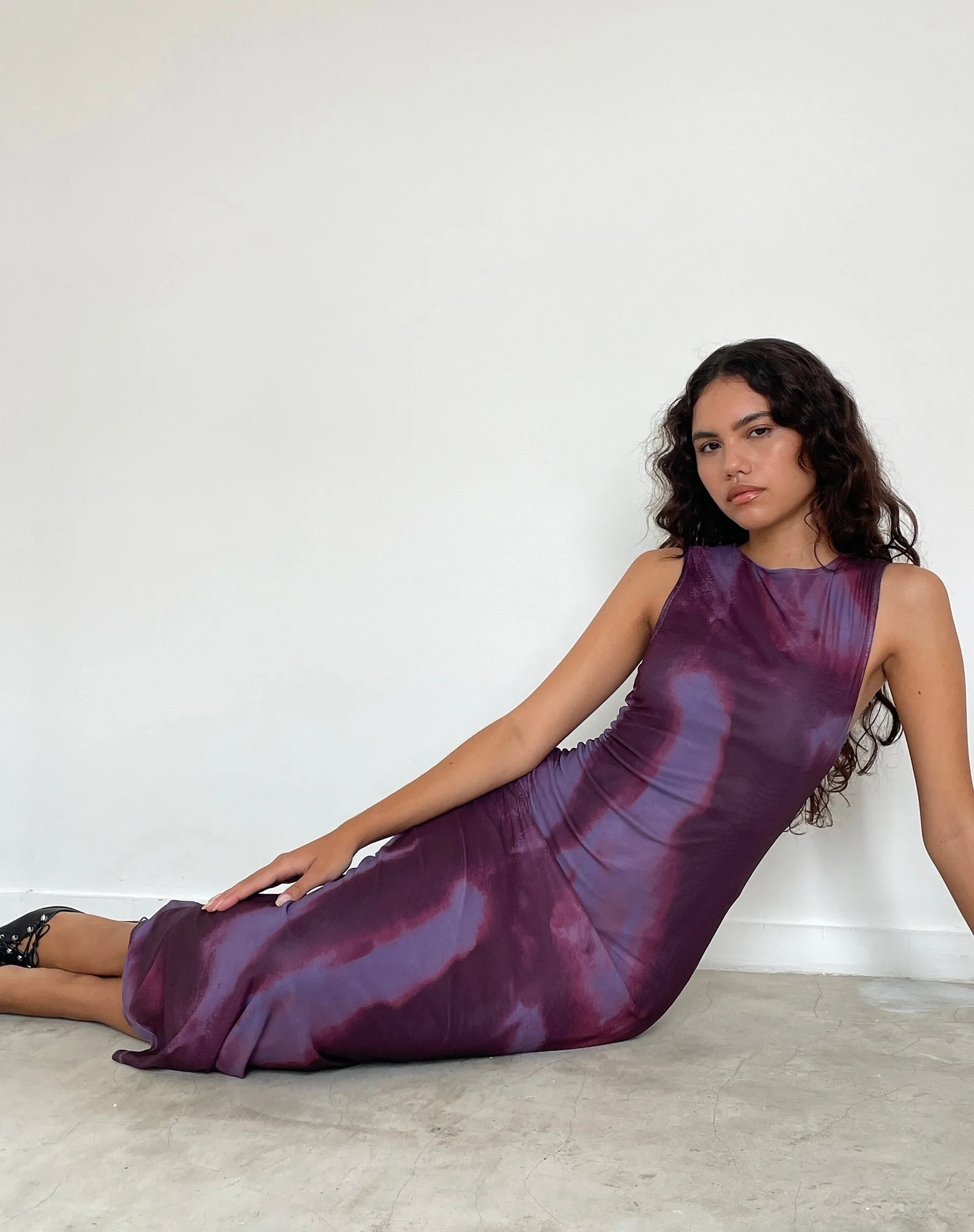 fayola printed maxi dress in pink anatomy of nature Fayola Printed Maxi Dress in Watercolour Wine