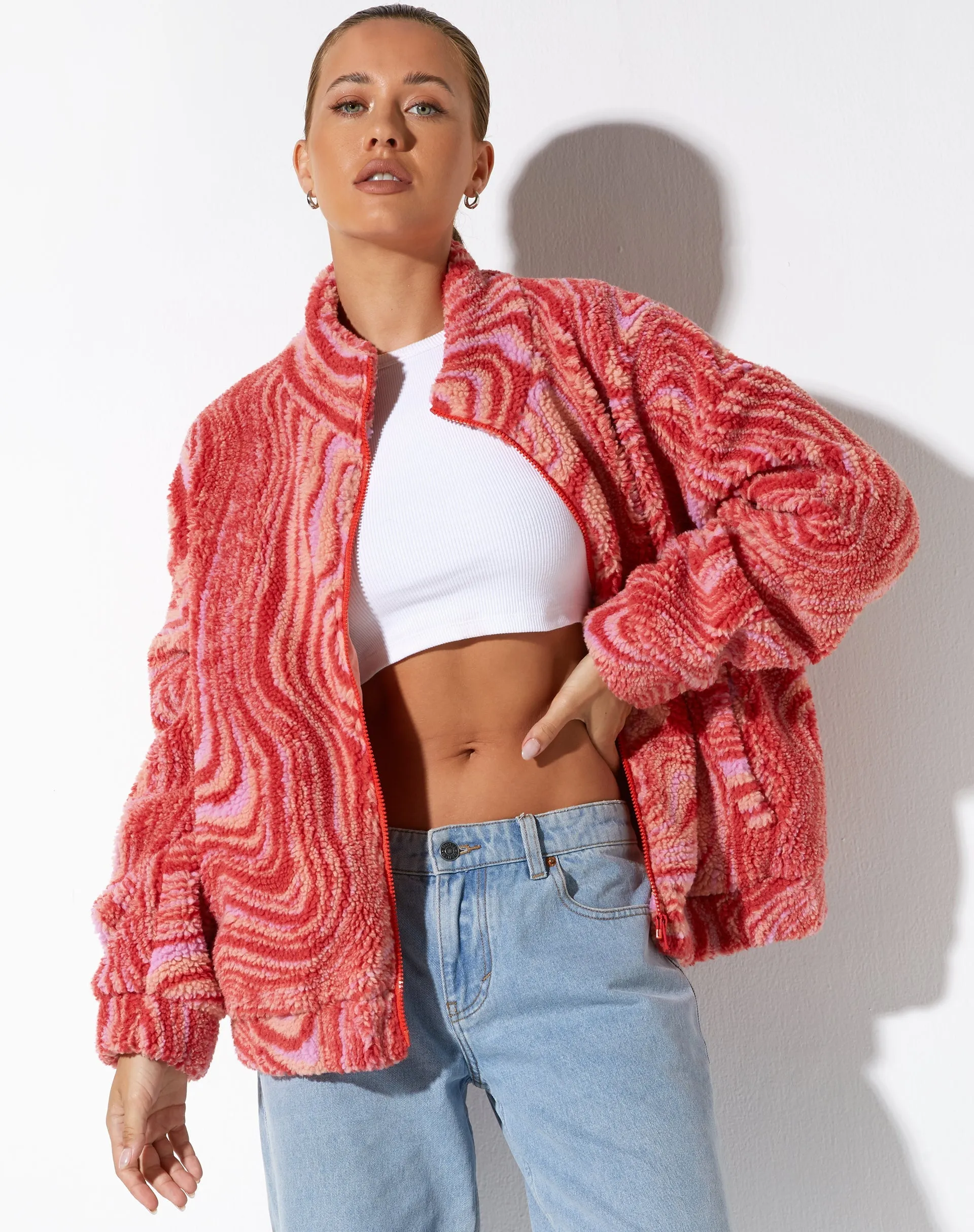 Nereo Jacket in Ripple Pink sold by Motel Rocks product image thumbnail 3