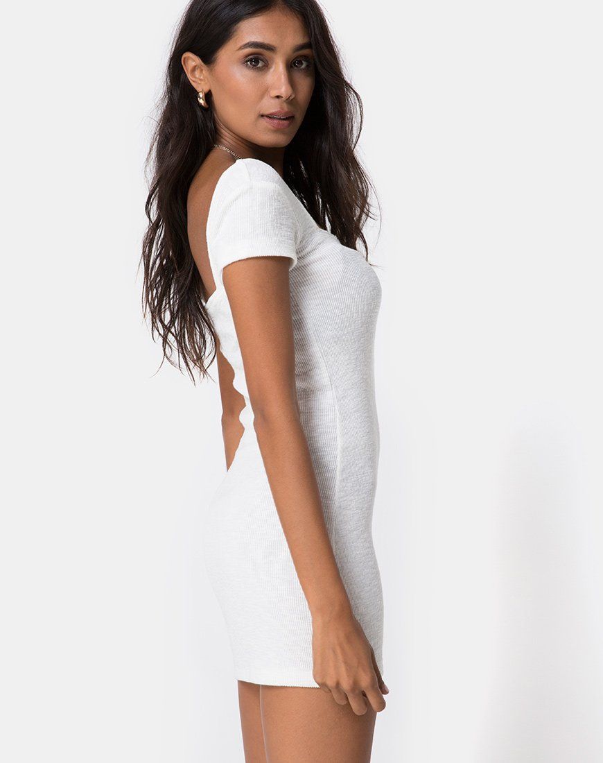 Zilena Bodycon Dress in Rib Ivory sold by Motel Rocks product image thumbnail 3