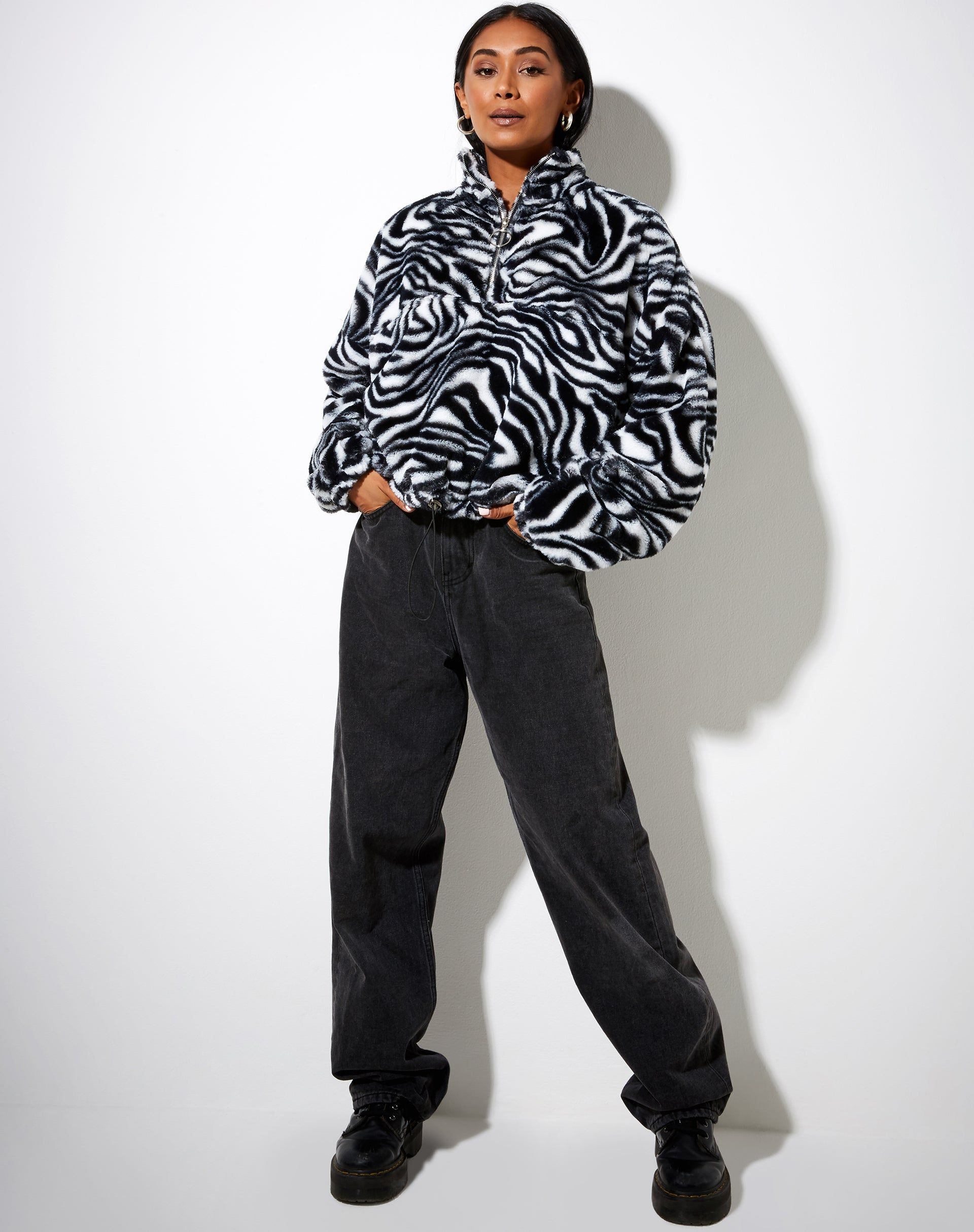 Nero Ring Pull Jacket in Zebra Black and White sold by Motel Rocks product image thumbnail 5