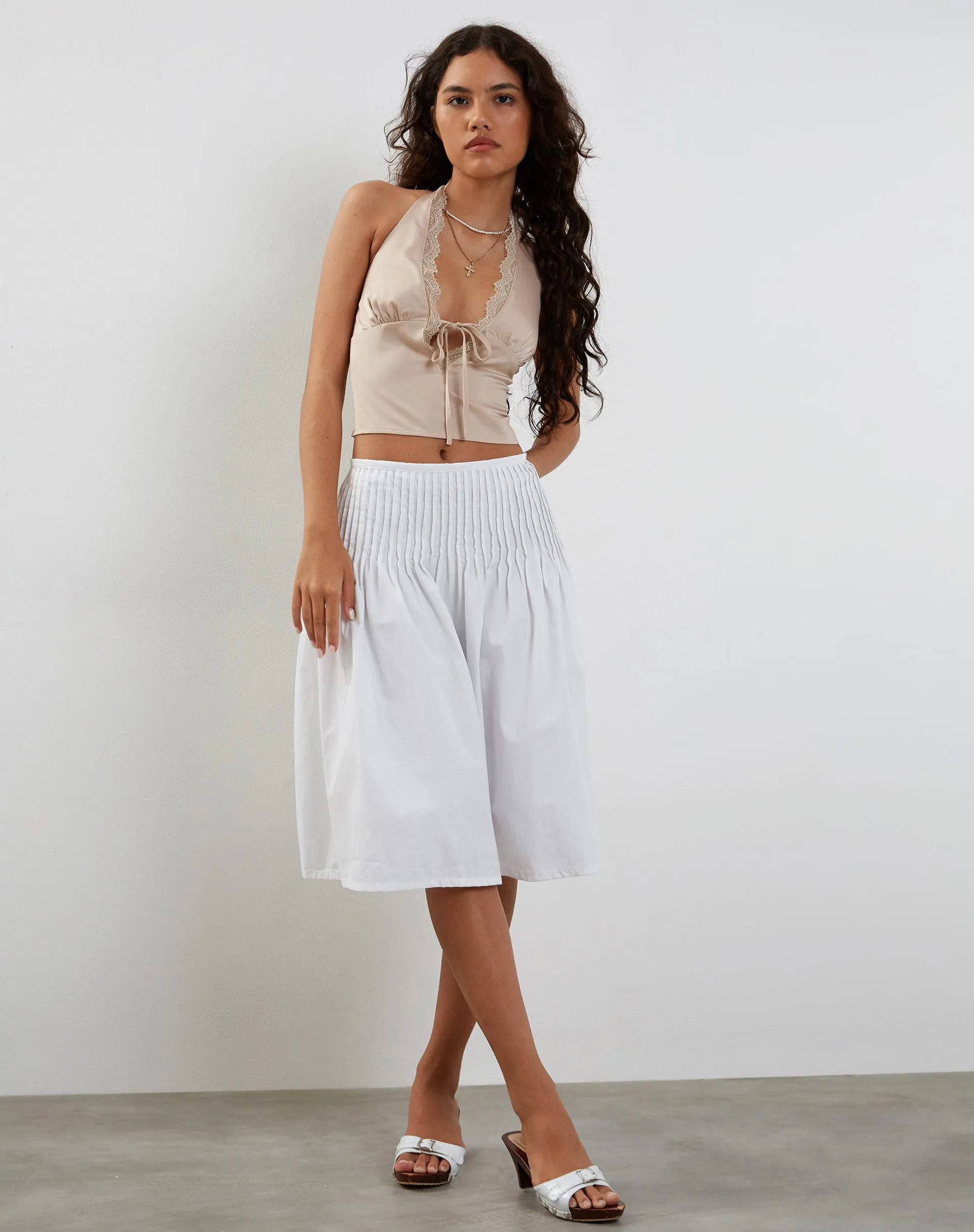 Mutsuki Halterneck Top in Satin Champagne sold by Motel Rocks product image thumbnail 3