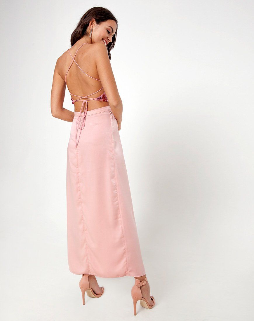 Melanta Maxi Prom Skirt in Satin Blush sold by Motel Rocks product image thumbnail 2
