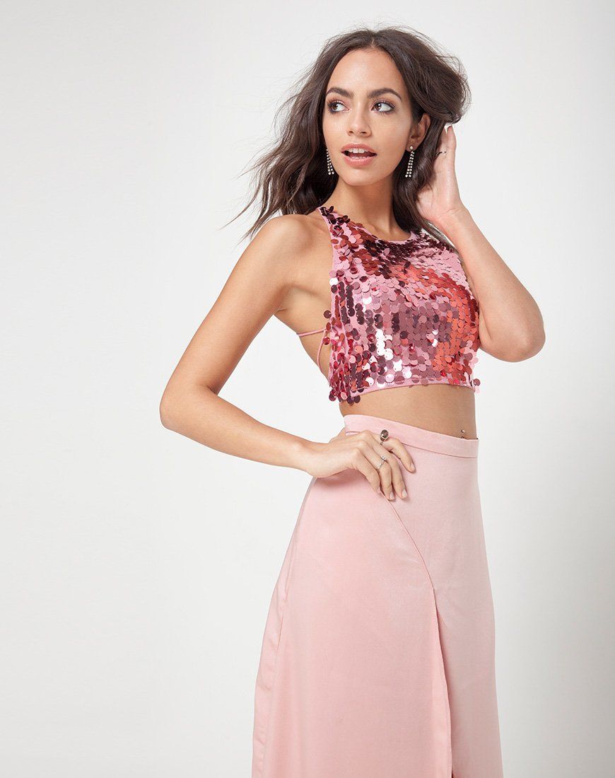 Melanta Maxi Prom Skirt in Satin Blush sold by Motel Rocks product image thumbnail 3