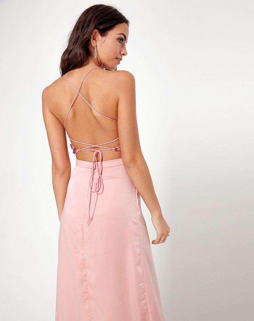 Melanta Maxi Prom Skirt in Satin Blush sold by Motel Rocks product image thumbnail 4