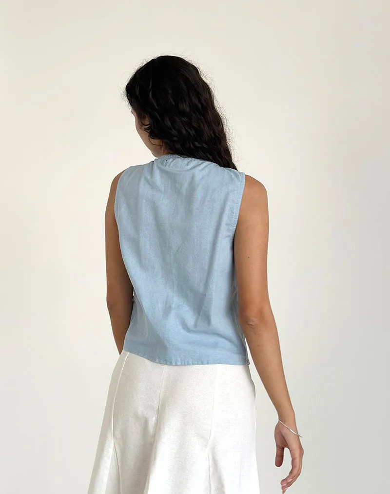 Kayve Tie Front Top in Nantucket Blue sold by Motel Rocks product image thumbnail 5