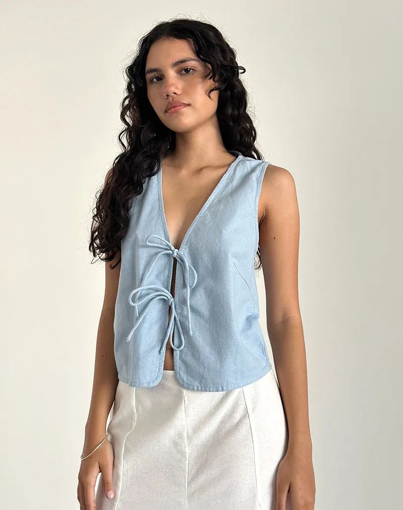 Kayve Tie Front Top in Nantucket Blue sold by Motel Rocks product image thumbnail 3