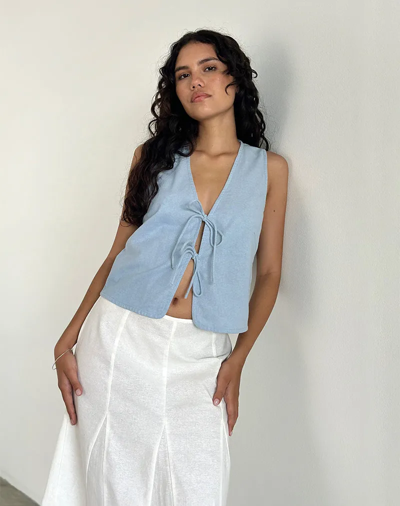 Kayve Tie Front Top in Nantucket Blue sold by Motel Rocks