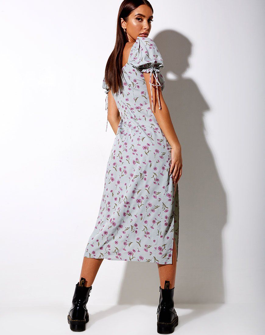 Cello Midi Dress in Little Petal Dusky Blue sold by Motel Rocks product image thumbnail 4