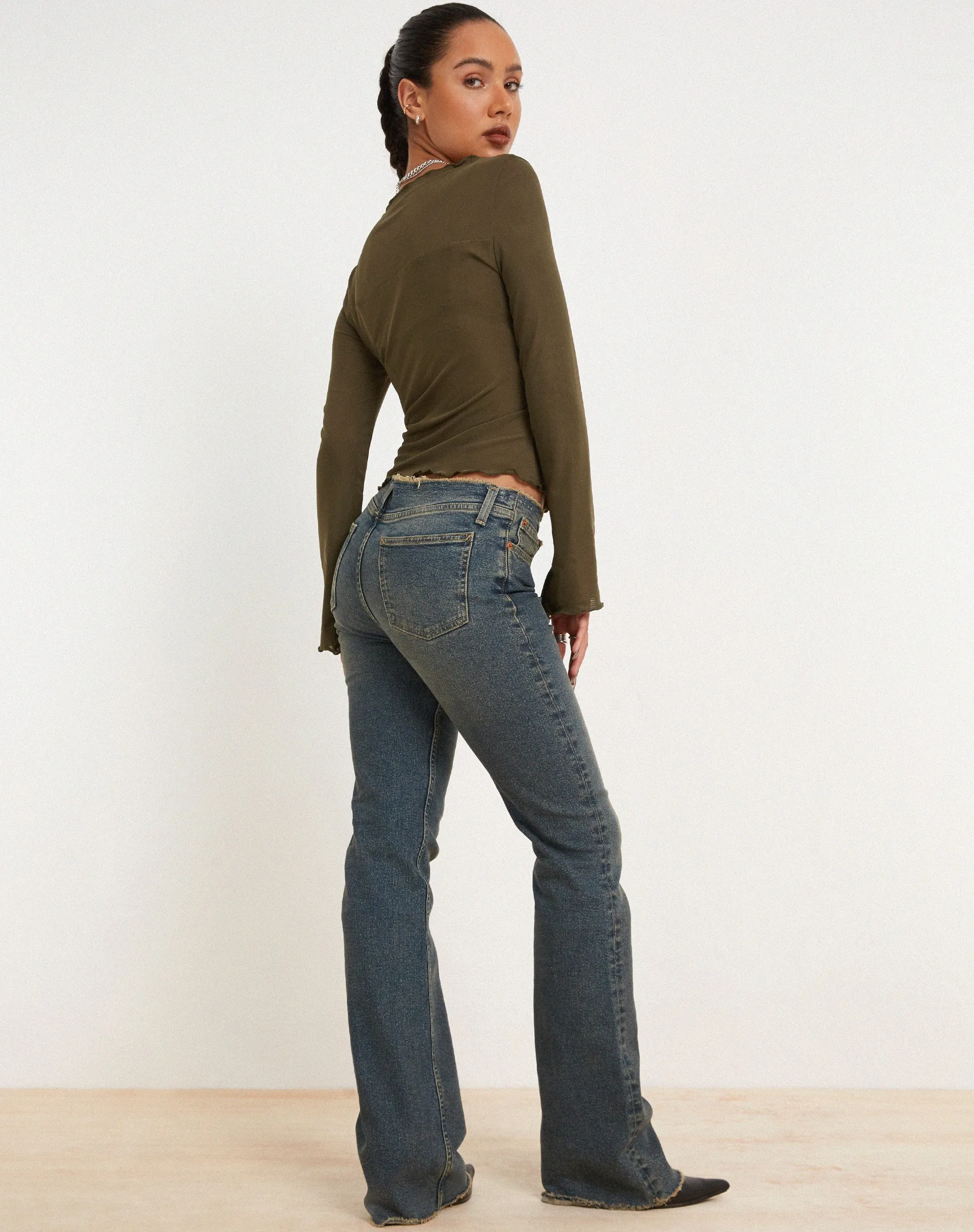 Armina Mesh Long Sleeve Top in Green Leaf sold by Motel Rocks product image thumbnail 4