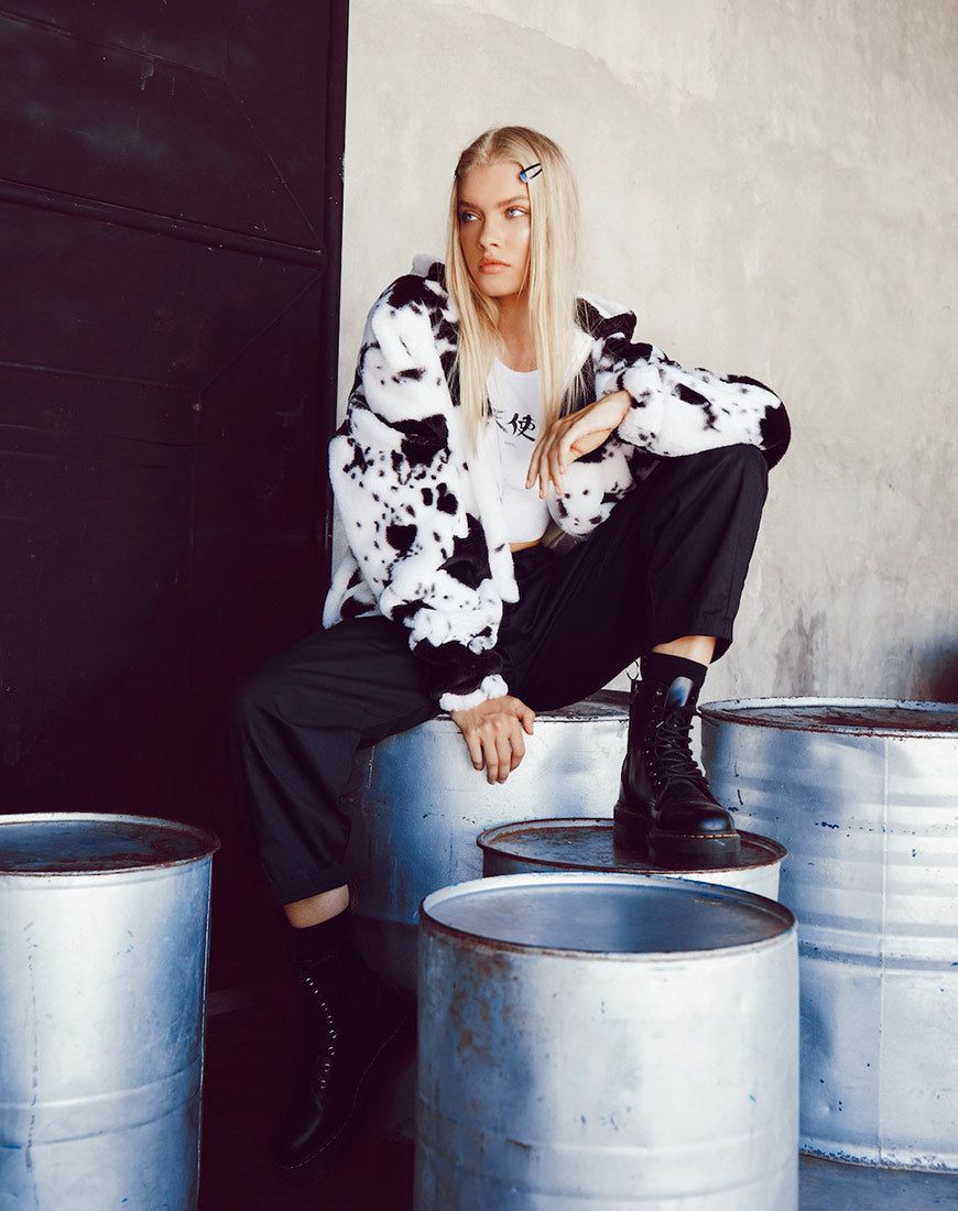 Emerson Jacket in Cow Hide Black & White sold by Motel Rocks product image thumbnail 5