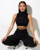 Quera Crop Top in Rib Black with 'Make Boys Cry' Embro sold by Motel Rocks