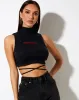 Quera Crop Top in Rib Black with 'Make Boys Cry' Embro sold by Motel Rocks