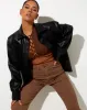 Giwta Crop Top in Lycra Cocoa sold by Motel Rocks