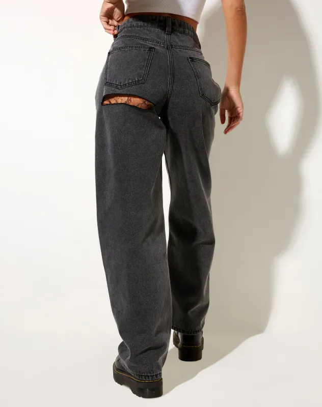 Bum Rips Parallel Jeans in Black Wash sold by Motel Rocks