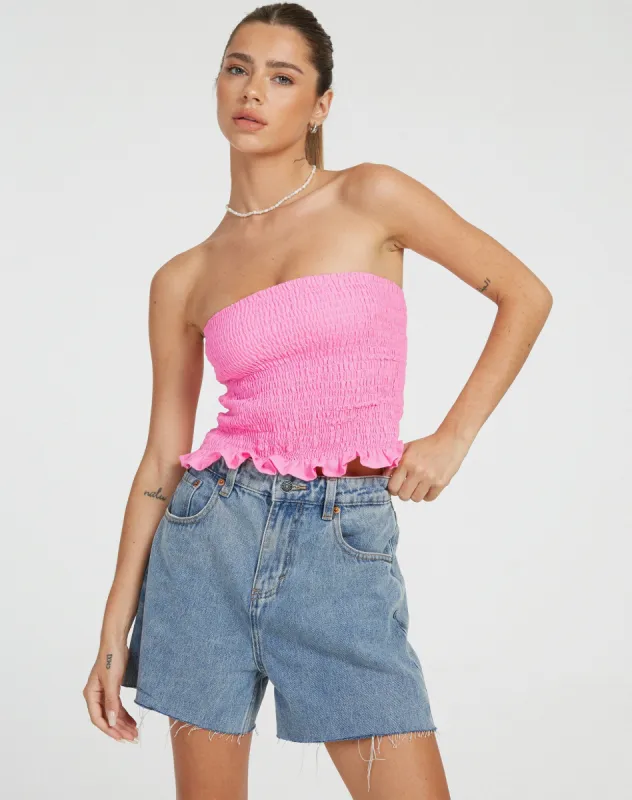 Kiyo Bandeau Top in Bubblegum sold by Motel Rocks