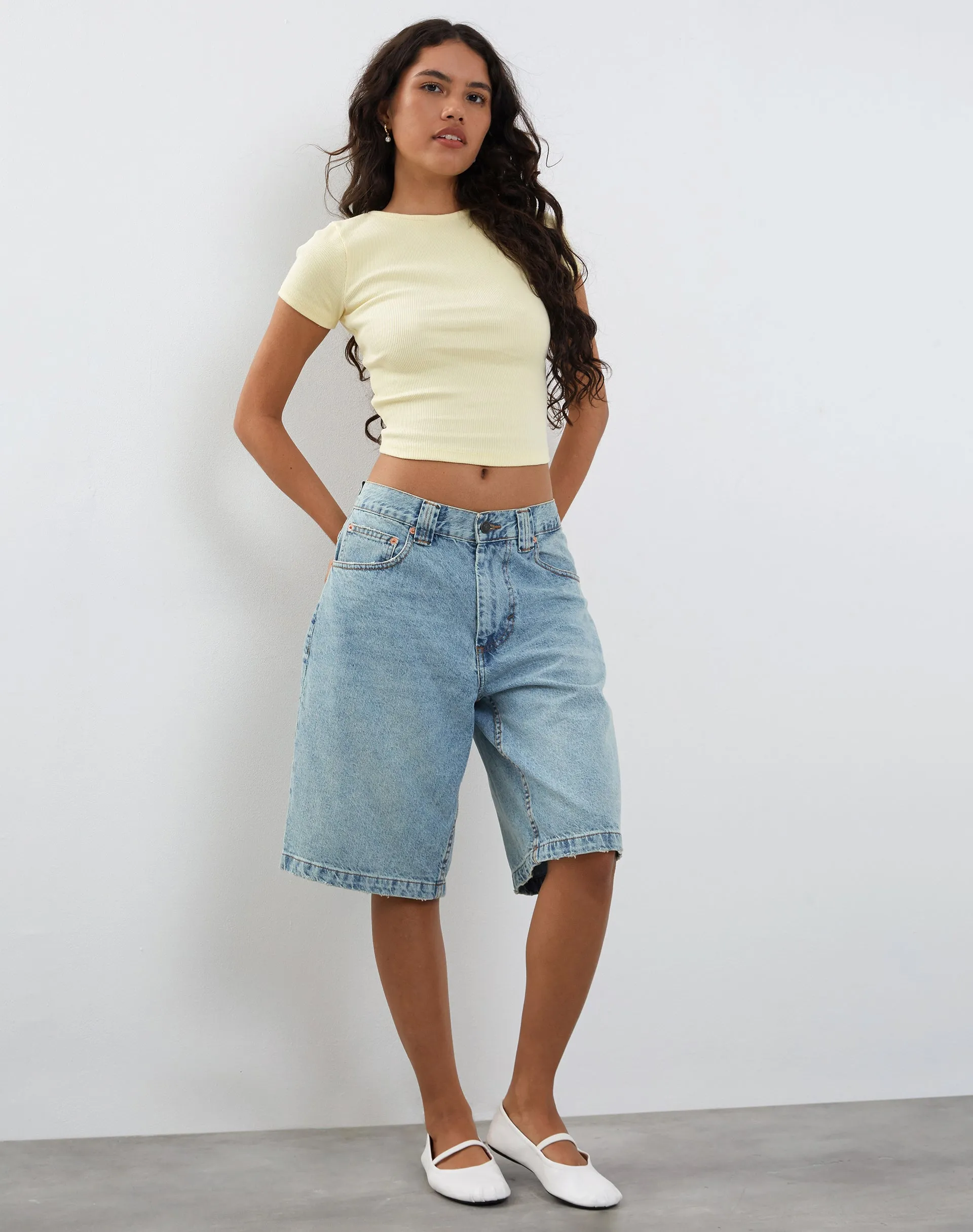 Elyto Ribbed Open Back Top in Buttercream sold by Motel Rocks product image thumbnail 3