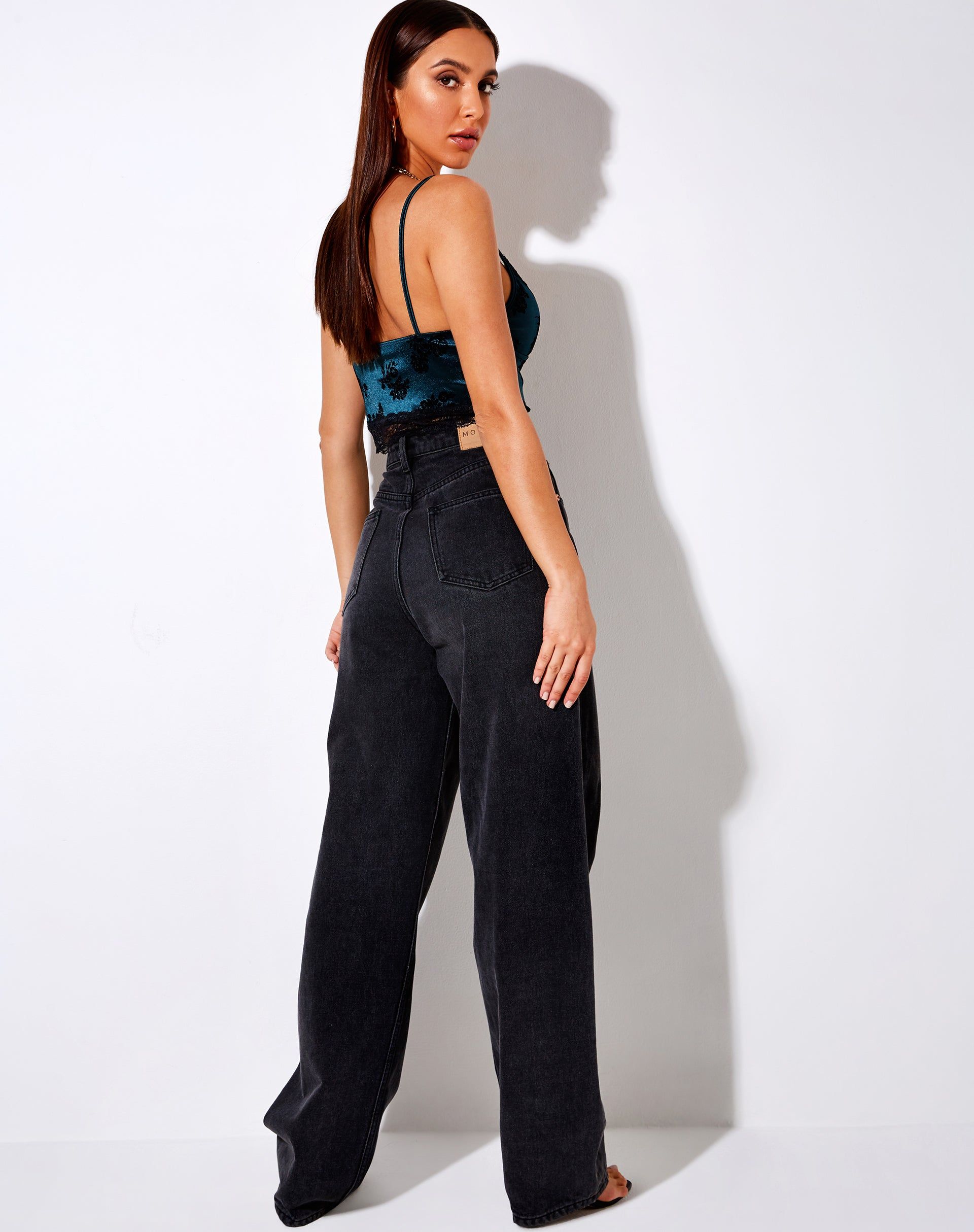 Dyrana Crop Top in Rose Flock Forest Green sold by Motel Rocks product image thumbnail 4