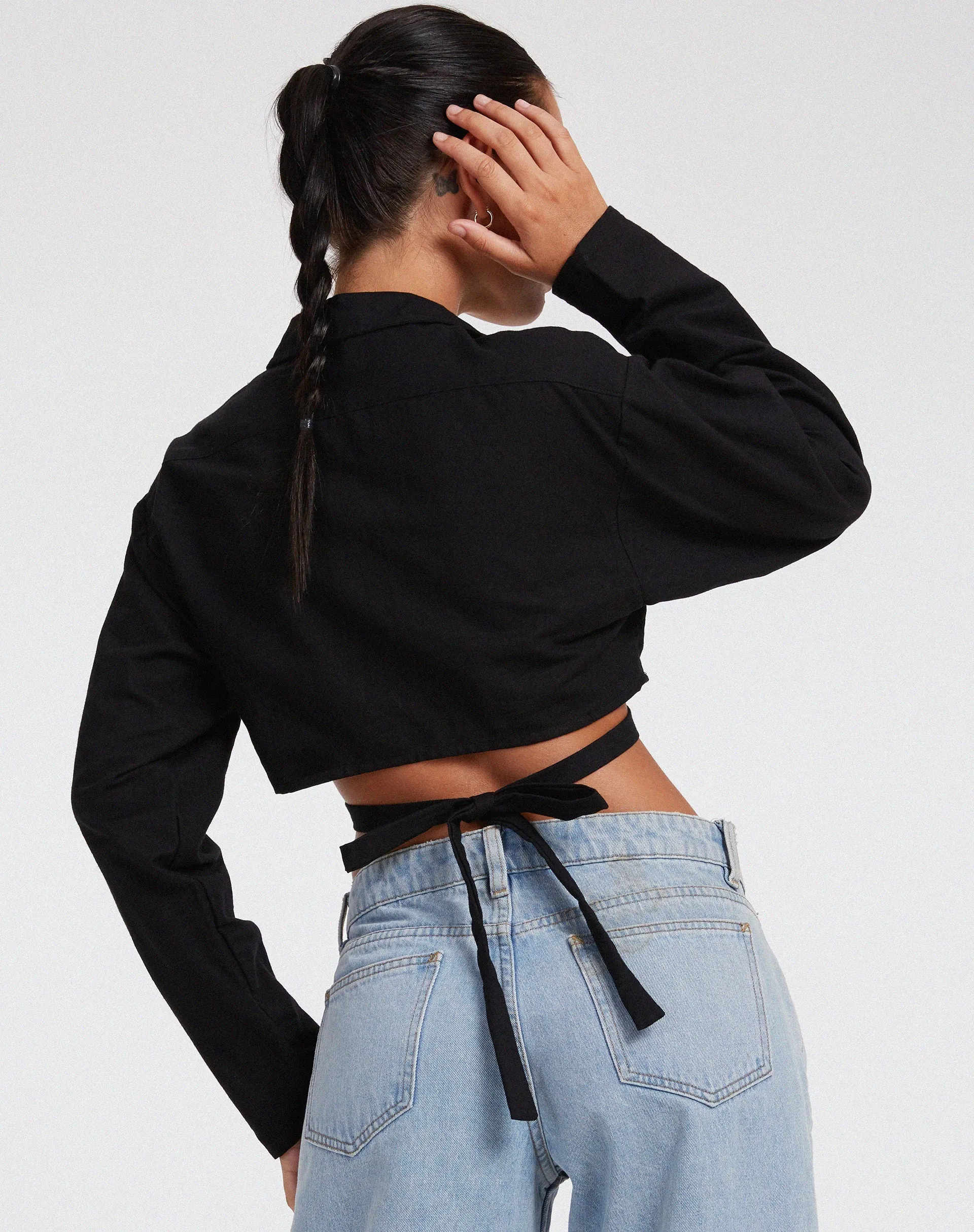 Elyse Crop Top in Rami Black sold by Motel Rocks product image thumbnail 2