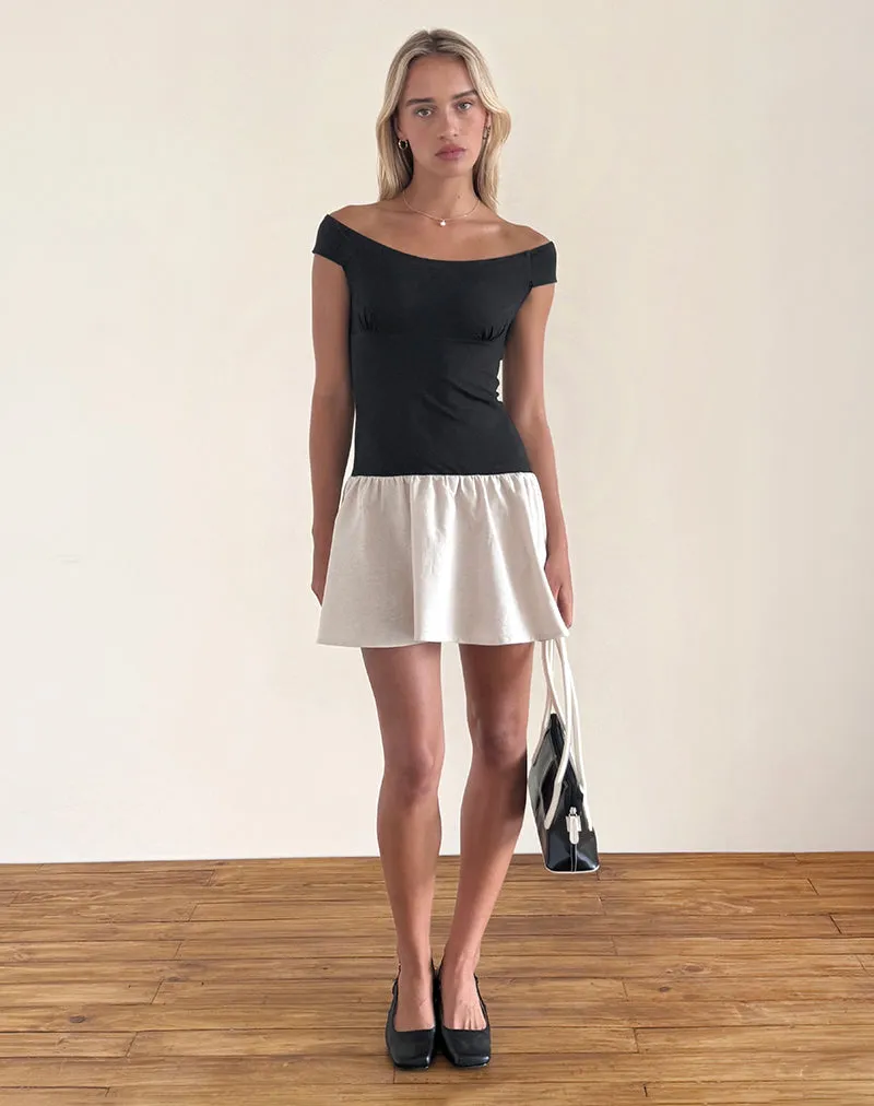 Yael Mini Dress in Lycra Linen Black and Ecru sold by Motel Rocks product image thumbnail 4