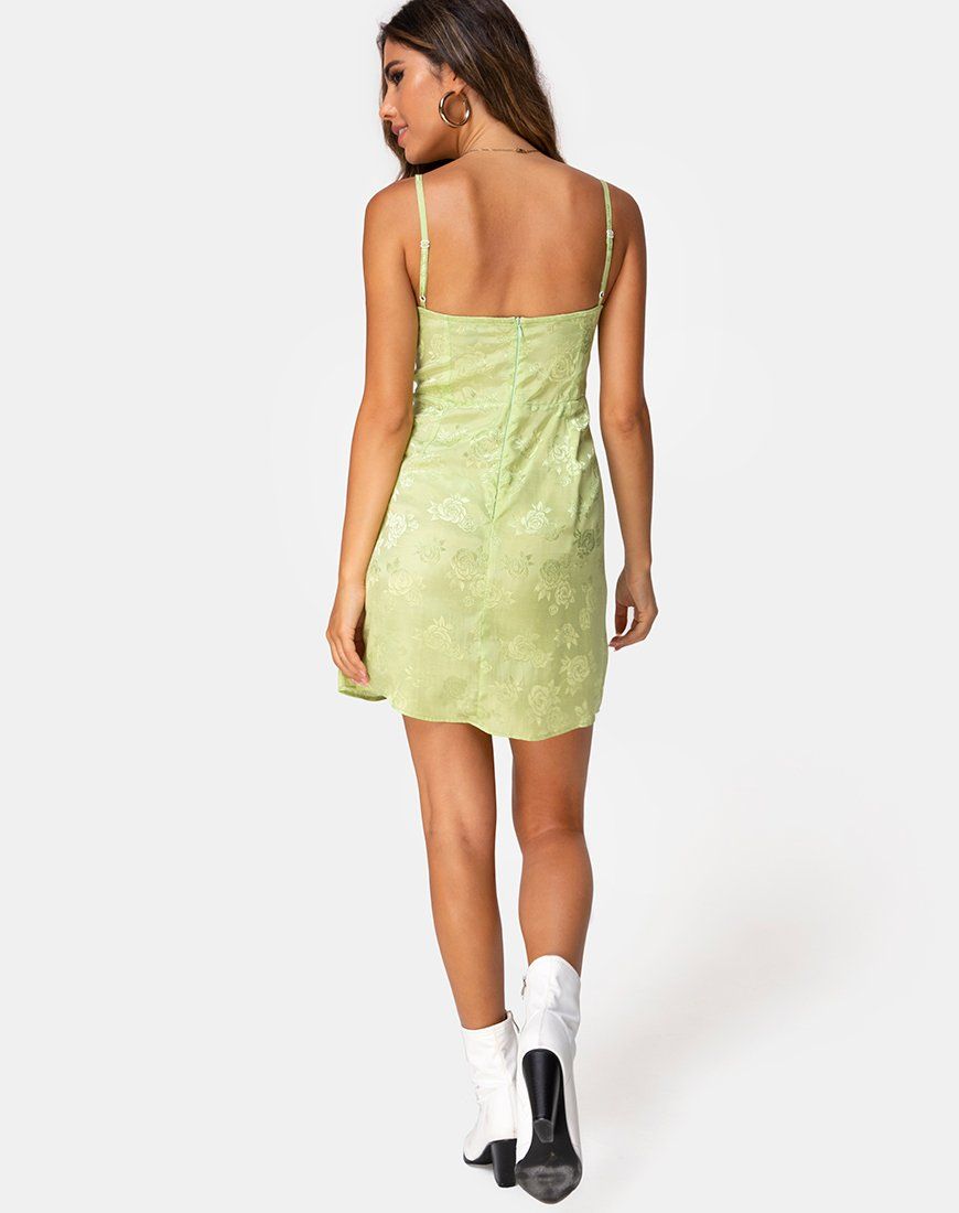 Boyasly Slip Dress in Satin Rose Lime sold by Motel Rocks product image thumbnail 4