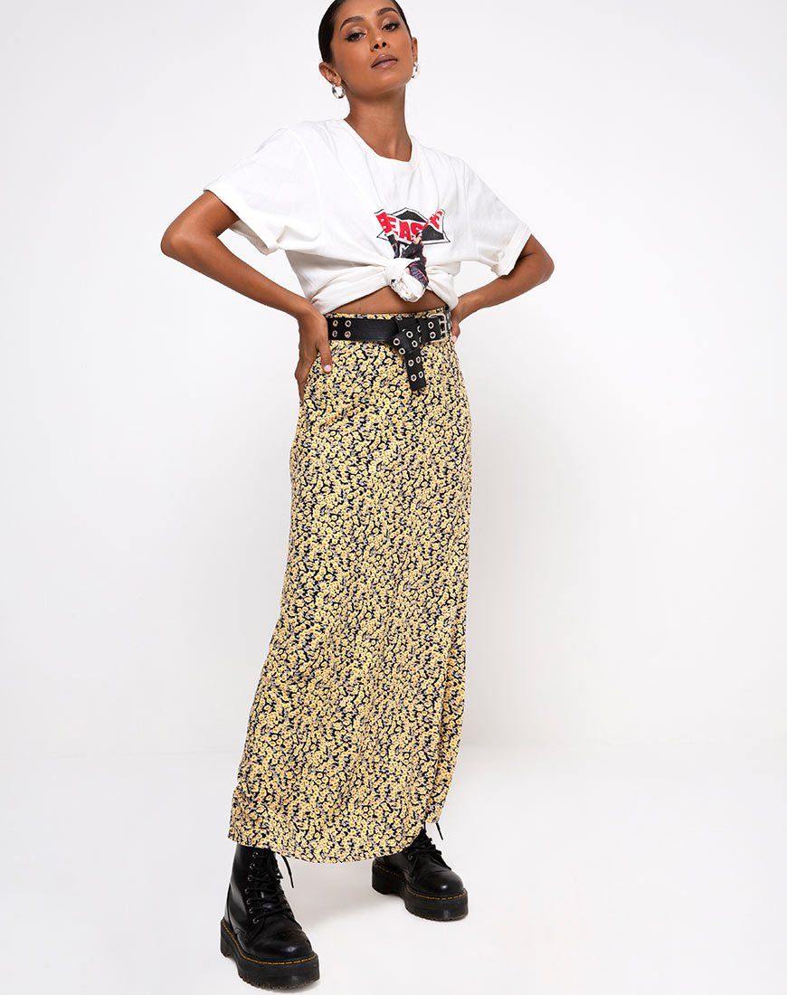 Sayan Skirt in Mini Bloom Yellow sold by Motel Rocks
