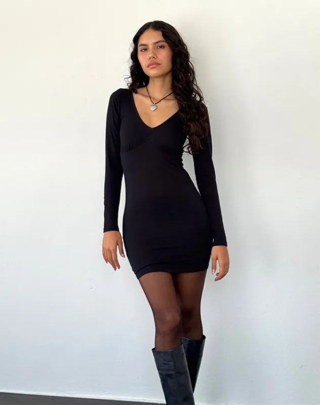 Silsali Lycra Mini Dress in Black sold by Motel Rocks
